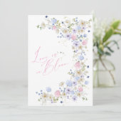 Invitation Amour En Fleur Floral Rose Violet Fête des mariées (Debout devant)