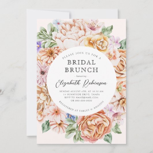 Invitation Amour en Fleur Jardin coloré Brunch nuptial (Devant)