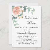 Invitation Amour en fleur rose Fête des mariées or fleurie (Devant)