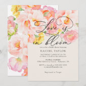 Invitation Amour en Fleur Rose Pâle Mariage d'Été (Devant / Derrière)