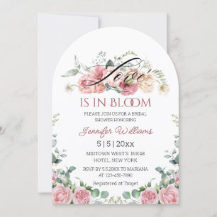 Invitation amour en fleur rose rose floral arche de douche nu