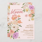 Invitation Amour en fleur rose rose pâle douche nuptiale (Devant / Derrière)