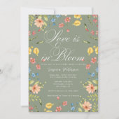 Invitation Amour En Fleur Sage Fête des mariées verte (Devant)