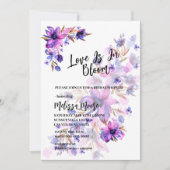 Invitation Amour En Fleur Vibrant Violet Rose Lavande Fleur (Devant)