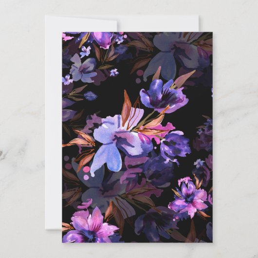 Invitation Amour En Fleur Vibrant Violet Rose Lavande Fleur (Dos)