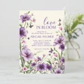 Invitation Amour en Fleur violet en fleurs en fleurs nuptiale (Debout devant)