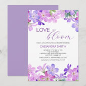 Invitation Amour en fleur Violet Fête des mariées de géranium (Devant / Derrière)