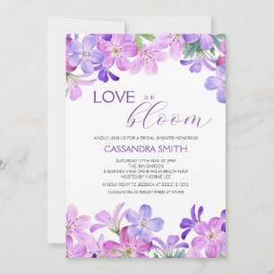 Invitation Amour en fleur Violet Fête des mariées de géranium