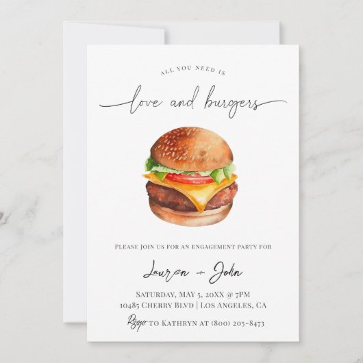Invitation Amour et Burgers (Devant)