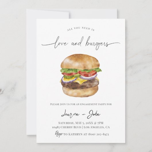 Invitation Amour et Burgers (Devant)