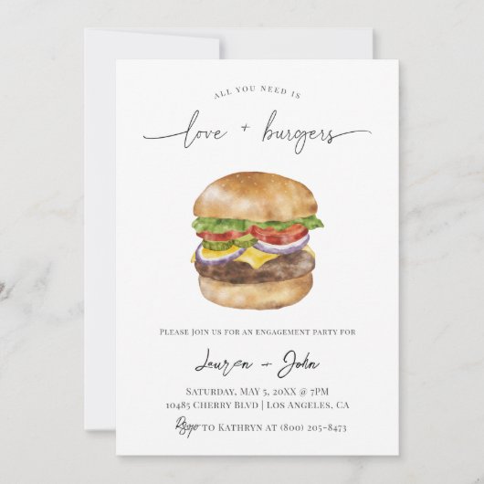 Invitation Amour et Burgers (Devant)