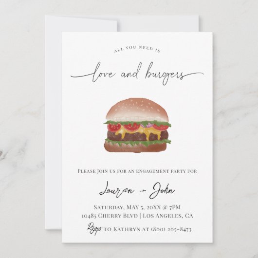 Invitation Amour et Burgers (Devant)
