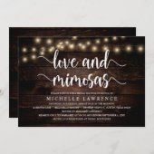 Invitation Amour et Mimosas, Fête de la Fête des mariées rust (Devant / Derrière)