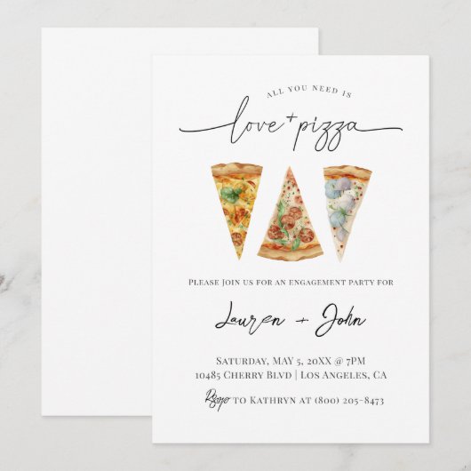 Invitation Amour et Pizza (Devant / Derrière)