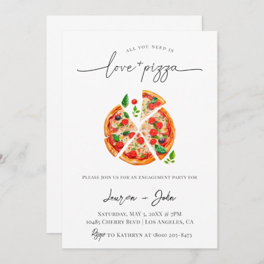 Invitation Amour et Pizza (Devant / Derrière)