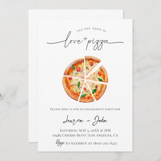 Invitation Amour et Pizza (Devant / Derrière)