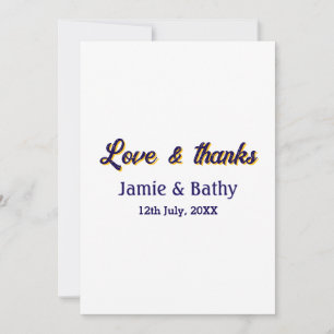 Invitation Amour et remerciements couple nom date violet oran