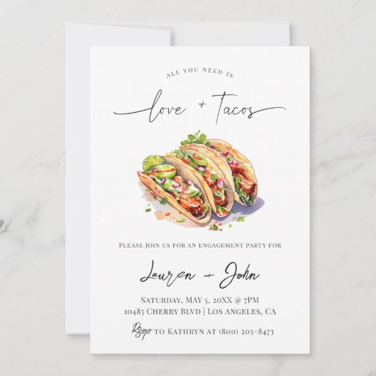 Invitation Amour et Tacos (Devant)