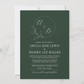 Invitation Amour Éternel | Couronne de mariage vert foncé (Devant)