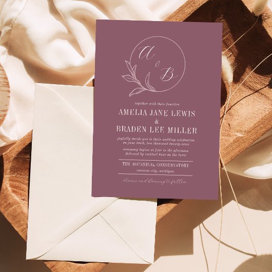 Invitation Amour Éternel | Mariage Couronne Deep Mauve