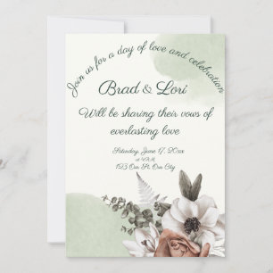 Invitation Amour éternel Sage Floral