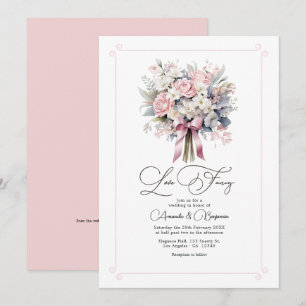 Invitation Amour Fantaisiste Code QR de Mariage Floral Pastel
