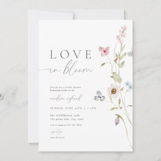 Invitation Amour fleur sauvage dans l'Invitation de la douche (Devant)