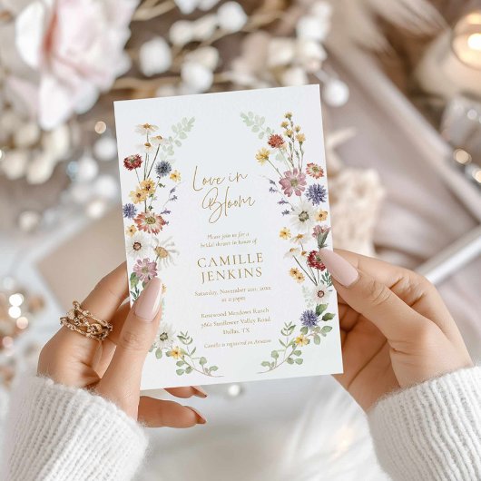 Invitation Amour fleur sauvage dans l'Invitation de la douche