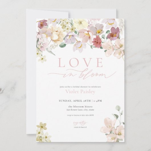 Invitation Amour fleur sauvage En Fleur Nuptiale Douche Invit (Devant)