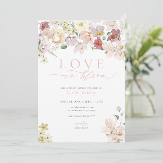 Invitation Amour fleur sauvage En Fleur Nuptiale Douche Invit (Debout devant)
