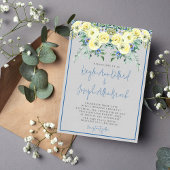 Invitation Amour fleurissant Bleu Jaune Mariage d'été printem