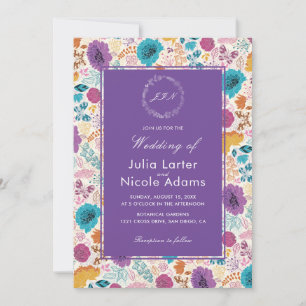 Invitation Amour Fleurissant Fleurs Romantiques Rose Violet M