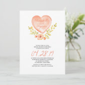 Invitation amour fleurs coeur aquarelle nuptiale (Debout devant)