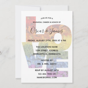 Invitation Amour Fleurs Dîner de répétition du même sexe Invi