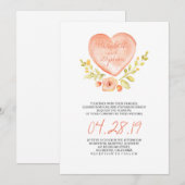 Invitation amour fleurs du coeur aquarelle (Devant / Derrière)