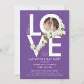Invitation Amour Floral Typographie Gras Moderne Blanc Violet (Devant)