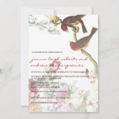 Invitation Amour Flourissant Oiseaux & Fleurs Mariage chinois (Dos)