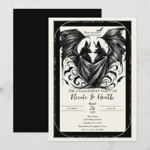Invitation Amour gothique noir crème argent Chauves-souris En