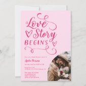 Invitation Amour histoire rétro rose chaud photo nuptiale dou (Devant)