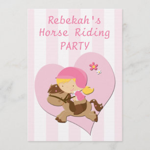 Invitation Amour Horserieux Pink Stripes fête d'anniversaire