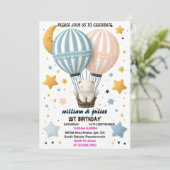 Invitation amour joint ours Hot Air Balloon Twins 1er anniver (Debout devant)