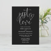 Invitation Amour Juste Code QR Moderne Mariage Noir Et Blanc (Debout devant)