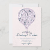 Invitation Amour Lettré à la main violet Mariage de ballon à (Devant)