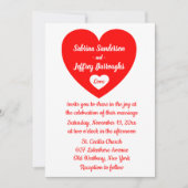 Invitation Amour Mariage du coeur rouge et blanc (Devant)