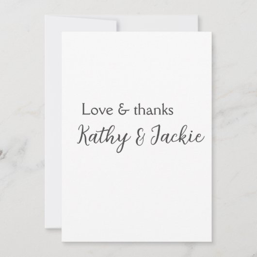 Invitation Amour & merci nom du couple mariage simple minimal (Devant)
