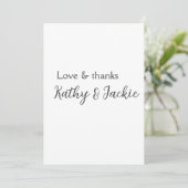 Invitation Amour & merci nom du couple mariage simple minimal (Debout devant)