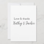 Invitation Amour & merci nom du couple mariage simple minimal (Dos)