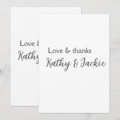 Invitation Amour & merci nom du couple mariage simple minimal (Devant / Derrière)