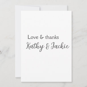 Invitation Amour & merci nom du couple mariage simple minimal