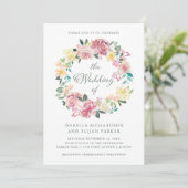 Invitation Amour merveilleux | Aquarelle rose Mariage (Debout devant)